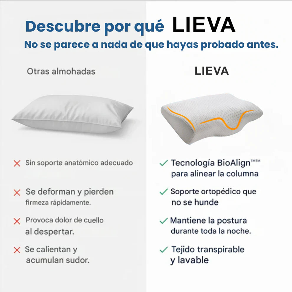 Almohada Ergonómica Lieva + Antifaz de dormir (GRATIS)